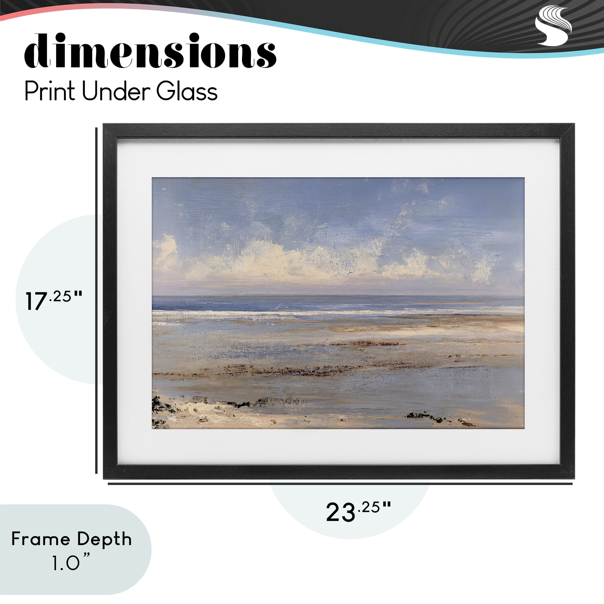 Stupell Industries Rustic Ocean Horizon Impression Black Framed Print Under Glass, design by Jacky Ngan