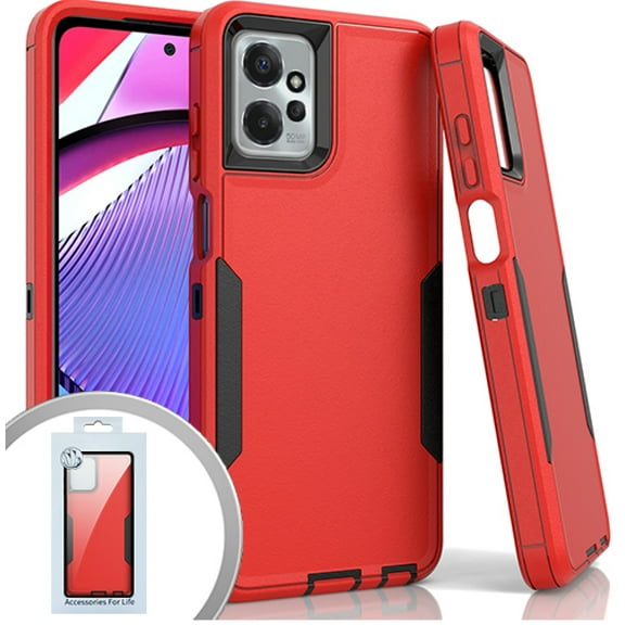 For Motorola Moto G POWER 5G 2023 XT2311DL Tough Phone Cover Case   Tempered Glass - Red