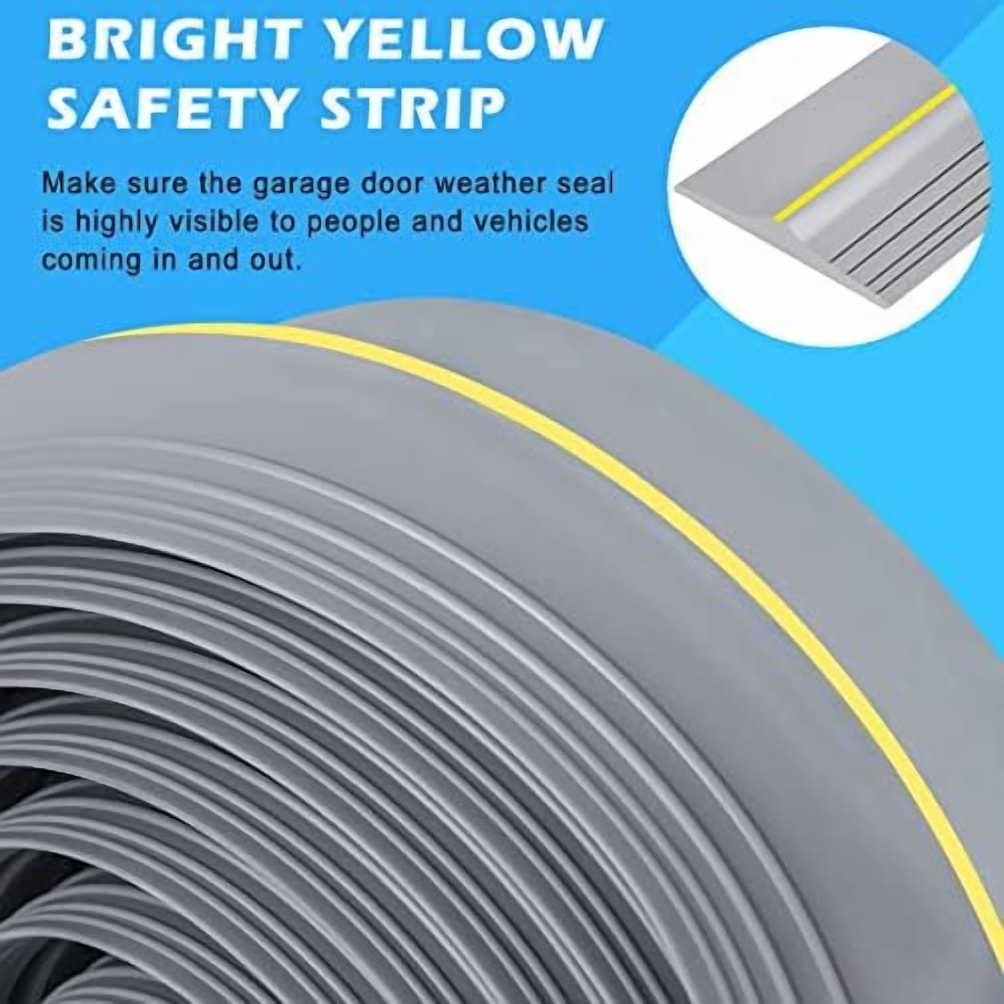 Garage Door Bottom Seal Strip, Weatherproof EPDM Rubber Threshold, Fits All Standard Doors, Easy for DIY Homeowners, No Adhesive (10Ft, Grey)