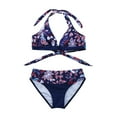 thumbnail image 4 of Elainilye Fashion Bikinis Sets for Women Sexy Flower Printing Backless Bikini Two-Pieces Swimwear Swimsuit Beachwear Set,Purple, 4 of 9
