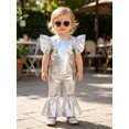 thumbnail image 7 of vastwit Toddler Girls Blouses Metallic Shirts Party Tops Ruffle Short Sleeve Tee Concert T-shirt Silver 4T, 7 of 7