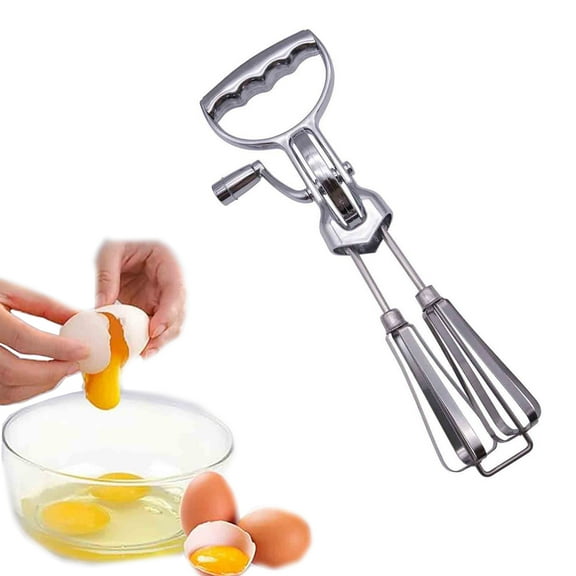 Hand Crank Egg Beaters,Handheld Double Head Stainless Steel Rotary Hand Whip Whisk with Crank,Houseld Labor-saving Manual Hand Mixer