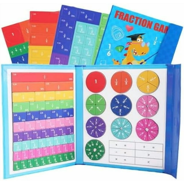 Bingirl Magnetic Fraction Math Manipulatives - Educational Teaching Aids for Elementary School | Fraction Tiles & Score Disk Demonstrator