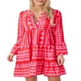 thumbnail image 1 of Femmes Été Floral Mini Robe Boho Flowy Robes Courtes Robe de Cocktail à Manches Longues, 1 of 7