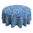 thumbnail image 4 of Blue Paisley Pattern Round Tablecloth 60"x60",Wrinkle Wipeable Table Cloth for Kitchen Dining Room Picnic Patio Party, 4 of 6