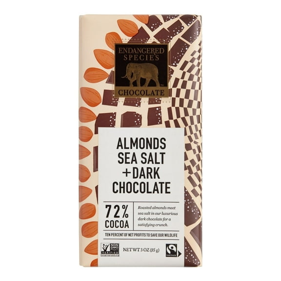 Endangered Species Salted Almond Dark Chocolate Bar 3 oz