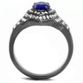 thumbnail image 3 of Luxe Jewelry Designs Women's Stainless Steel Halo Ring with Sapphire Synthetic Glass Stone - Size 6, 3 of 4