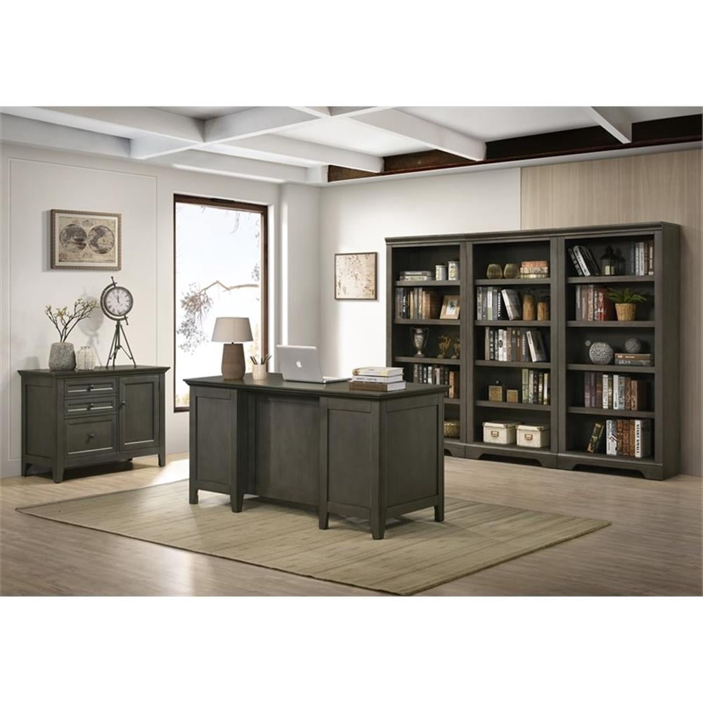 Intercon Furniture San Mateo Home Office 62" Wood Executive Desk in Gray