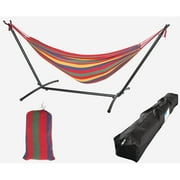 Cloud Mountain Double Hammock with Stainless Steel Stand Heavy Duty in Red