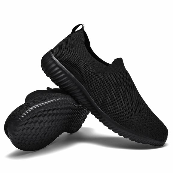 LANCROP Women Knit Slip On Sneakers, Breathable Lightweight Non-Slip Cushioned Walking Shoes, Casual Athletic Shoes for Hiking Running Daily Wear