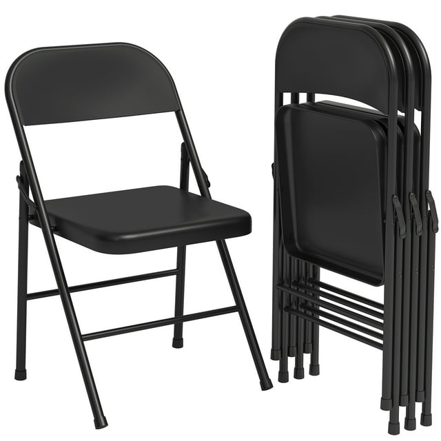 ChaoLink Juego de 2 sillas plegables, sillas plegables tapizadas en PU con marco metálico, soportan hasta 350 libras, sillas portátiles beige