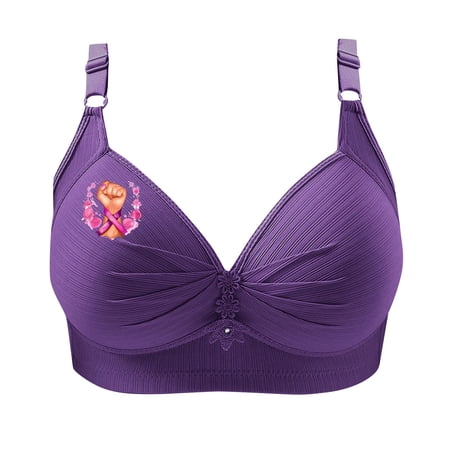 SMihono Breast Cancer Push Up Wireless Everyday Bra for Women Plus Size Full Coverage Comfortable No Underwire Adjustable Bras Purple M