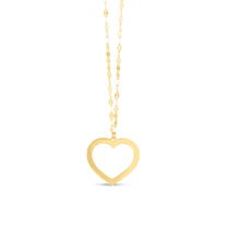 JewelStop 14K Yellow Gold Diamond Cut/Textured Finish Reversible Heart Necklace with Spring Ring Clasp - 18"