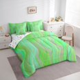 thumbnail image 3 of Castle Fairy Gradient Stripes Bedding Comforter Set,Watercolor Lines King Bedding Sets, 3 of 8