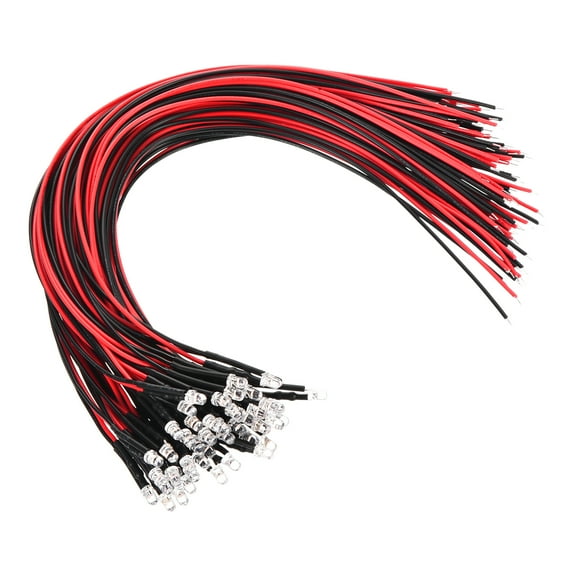 Uxcell 40Pcs LED Diode Light, Pre Wired Mini LED Lights Bulb Light-emitting Lamp Pure White Light 3mm