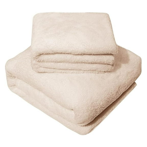 Queen Fleece Fitted Sheet Set - 3pc Plush Teddy Bear Bedding - Soft Microfiber Queen Size Sheet Set with Pillowcases - Thickened Warm Bed Sheets for Winter