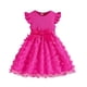 thumbnail image 1 of Vestido de Fiesta de Niñas de Moda Pit Rayado Pequeño Mosca Manga Cuello Redondo Vestido de Parche con Mariposas Tridimensionales Malla, Poliéster Suave para Niños, 1 of 9
