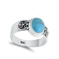 thumbnail image 4 of Simulated Turquoise Swirl Bali Filigree Ring .925 Sterling Silver Band Blue CZ Female Size 7, 4 of 4