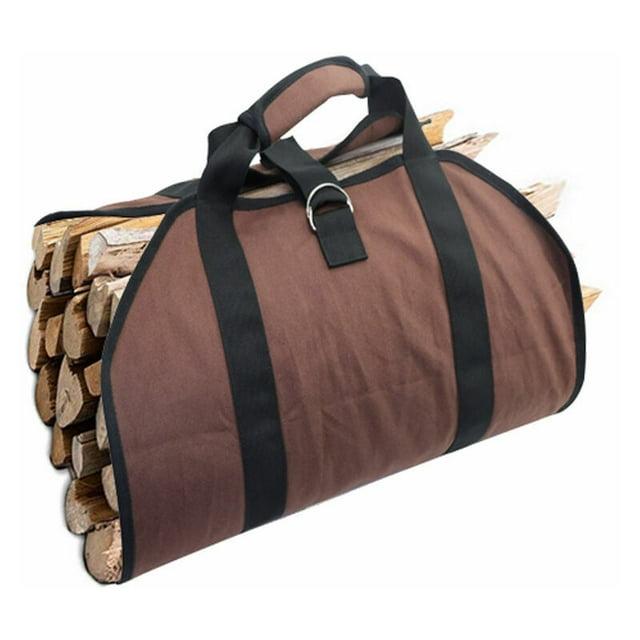 Bolsa de lona para leña para chimenea, Bolsa de almacenamiento para transporte de leña, Cestas para leña, Cestas para calefacción de leña, Lona sólida impermeable, Porta leña con asas para estufa de