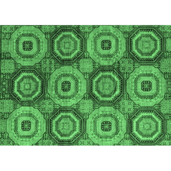 Ahgly Company Indoor Rectangle Oriental Emerald Green Modern Area Rugs, 5' x 8'