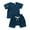 Dark Blue, variant on 2 Piece Outfits Toddler Kids Baby Boy Girl Solid Pullover Short Sleeve Sweatshirt T Shirt Crewneck Tops Shorts Set Clothes Clothes for Kids (Brown,80)
