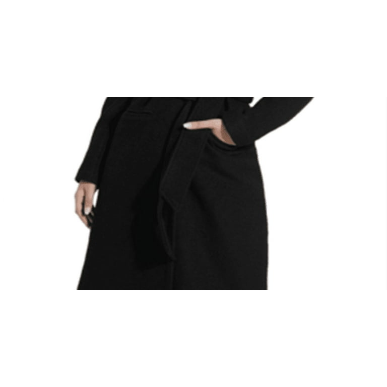 GUESS Women s Maria Faux Fur Collar Walker Coat Black Size M
