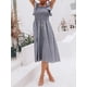 thumbnail image 4 of Vestido Miessial, vestido midi de lino de verano con cuello cuadrado, gris, para mujer, 4 of 5