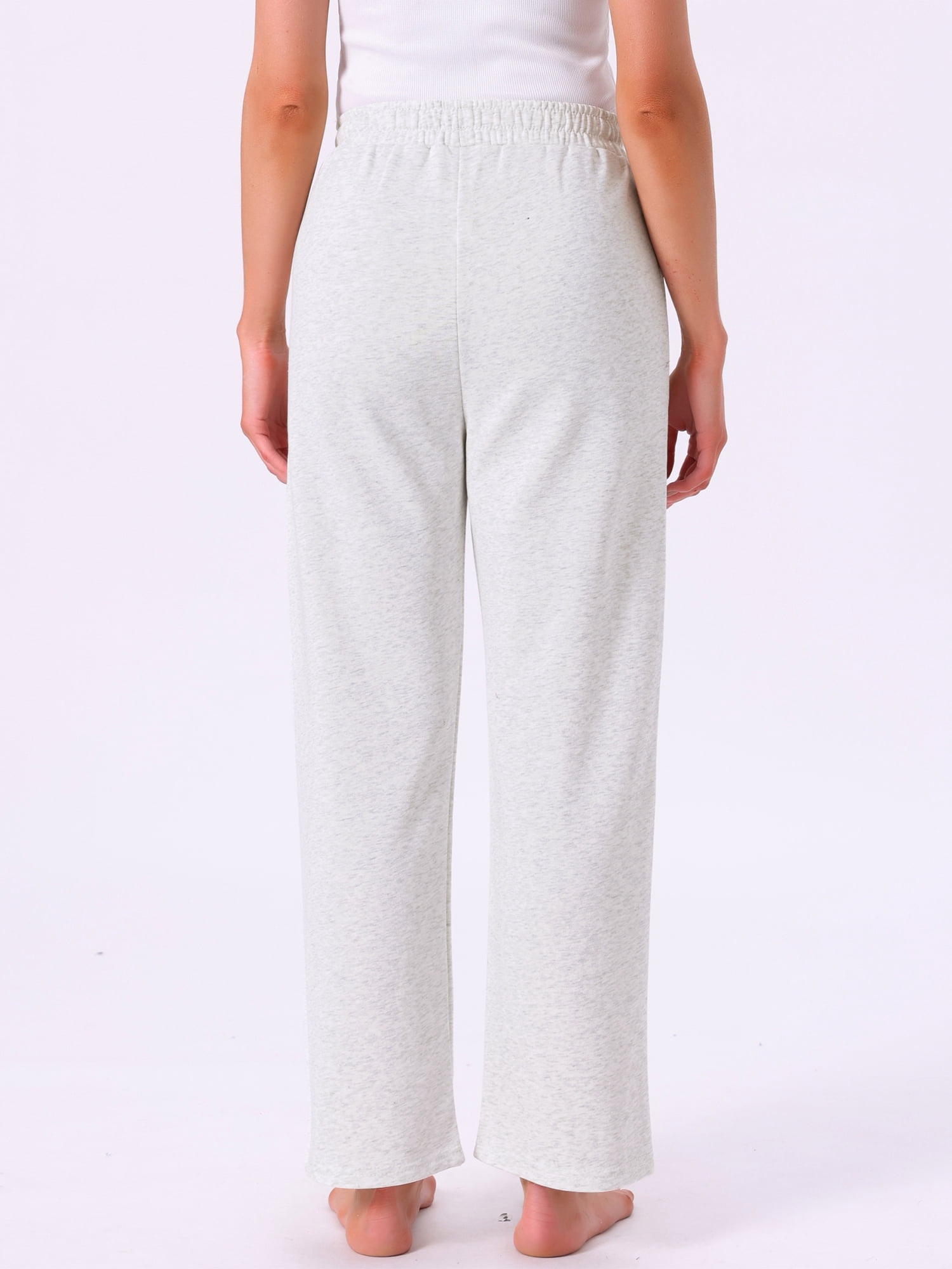 DARING DIVA Women's Cotton Straight Elastic Waist Drawstring Lounge Pants S Light Gray