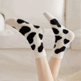 thumbnail image 6 of Cute Stuff Cow Print Socks For Women Fuzzy Winter Fluffy Lazy Sleeper Socks Warm Thick Cozy Trendy Cow Plush Mid-Calf Socks Cow Themed Halloween Christmas Birthday Gifts for women teen girls, 6 of 9