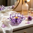 thumbnail image 5 of Crystal Glass Lotus Candle Holder, Nelumbo-Shaped Candlestick with Layered Petal Design, Elegant Home Tabletop Decor and Gift, 5 of 6