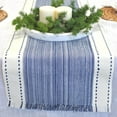 thumbnail image 2 of Coffee Table Runner Woven Stripes Dresser Top Cover Small Dining Table Mat Organic Cotton Rustic Farmhouse Short Cloth Strip For Kitchen Buffet Table Non Slip Ombre Texture Blue / Off White 14"x48”, 2 of 7