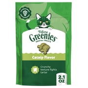 Greenies Feline Catnip Flavor Adult Natural Dental Cat Treats, 2.1 Oz Pouch