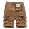 thumbnail image 2 of IROINNID Clearance Cargo Shorts for Men Summer Outdoors Solid Color Button Pocket Sport Shorts Pants,Coffee, 2 of 4