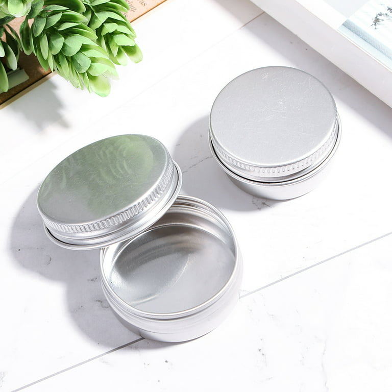 Odomy 10pcs Aluminum Tin Cans Round Cosmetic Sample Storage Containers Jars with Screw Lid Travel Metal Empty Tin for Salve Candy Lip Balm, Size: 50
