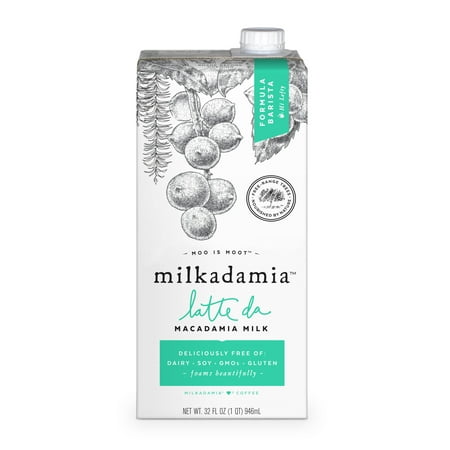 (6 Pack) Milkadamia Latte Da Barista Macadamia Milk, 32 fl (Best Vegan Milk Substitute)