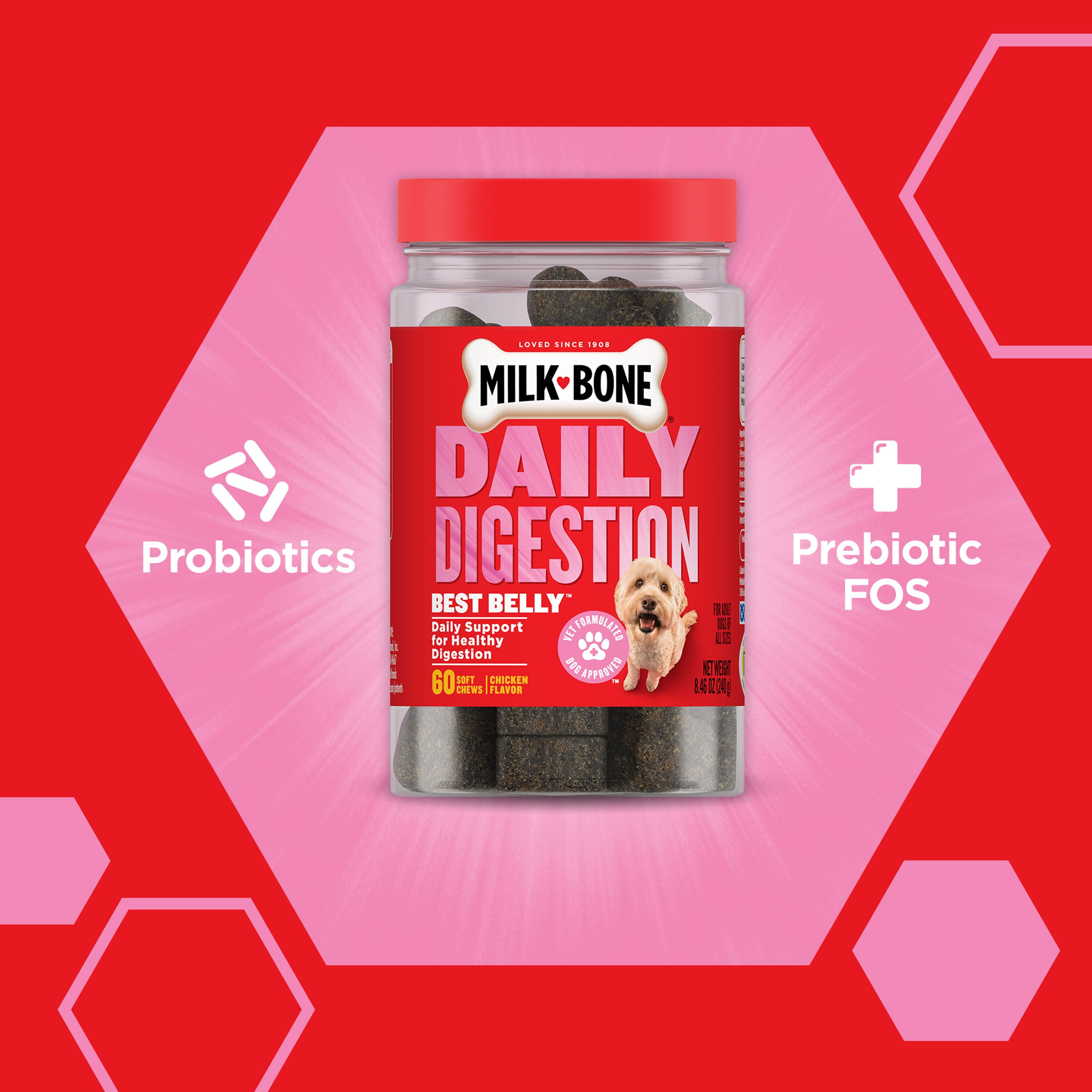 Milk-Bone Daily Digestion Dog Supplements, Deliciously Soft Dog Chews, 60 ct.