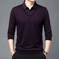 thumbnail image 4 of Men's Casual Striped Faux Two-Piece Long Sleeve Polo Tee, 4 of 5