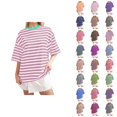 thumbnail image 1 of T-shirt Rayé pour Femmes 2026 Été Tendance Manches Courtes Col Rond Confortable Léger, 1 of 4