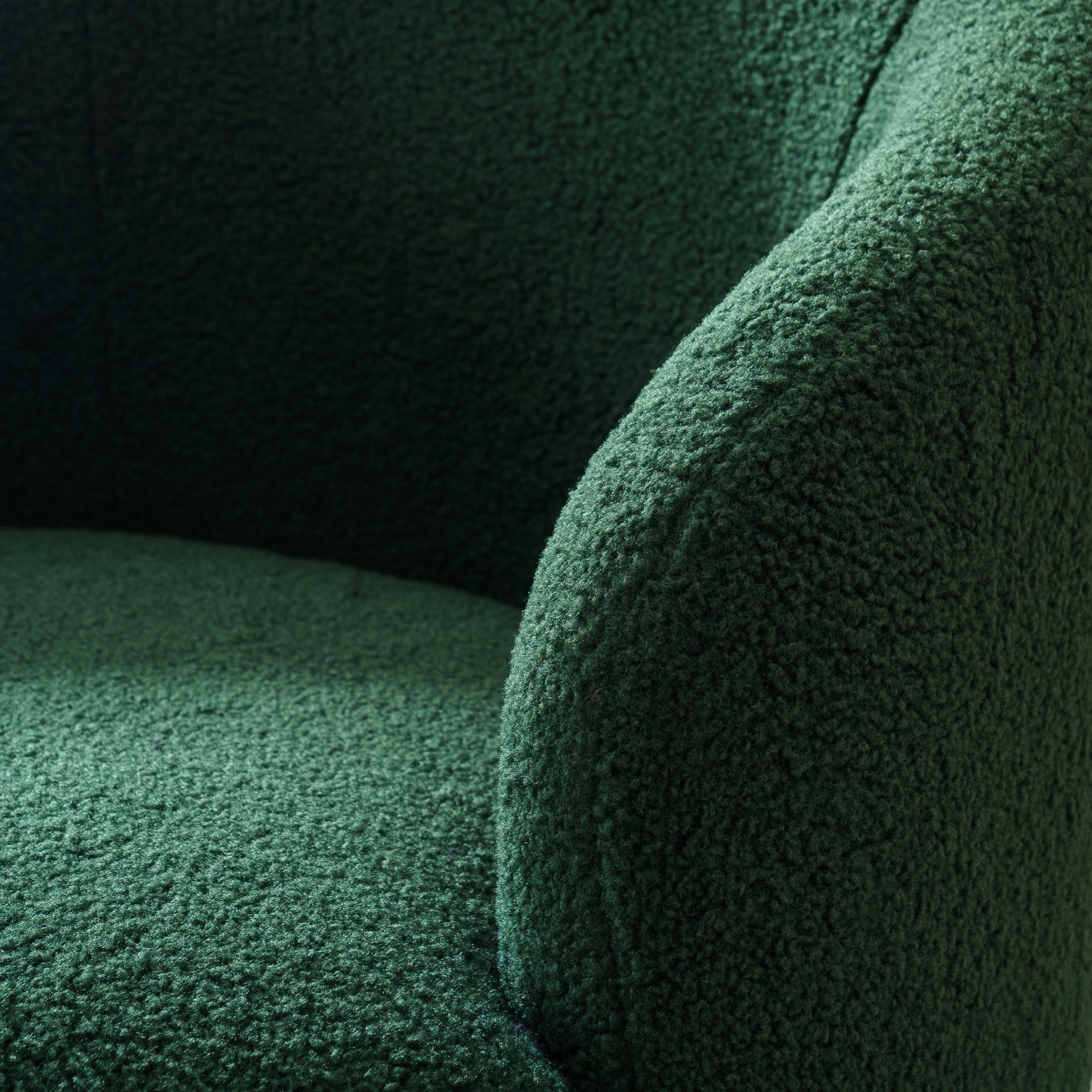 Noble House Arissa 26" Teddy Ergonomic Barrel Armchair, Swivel Reading Chair with Metal Base for Living Room, Dark Green