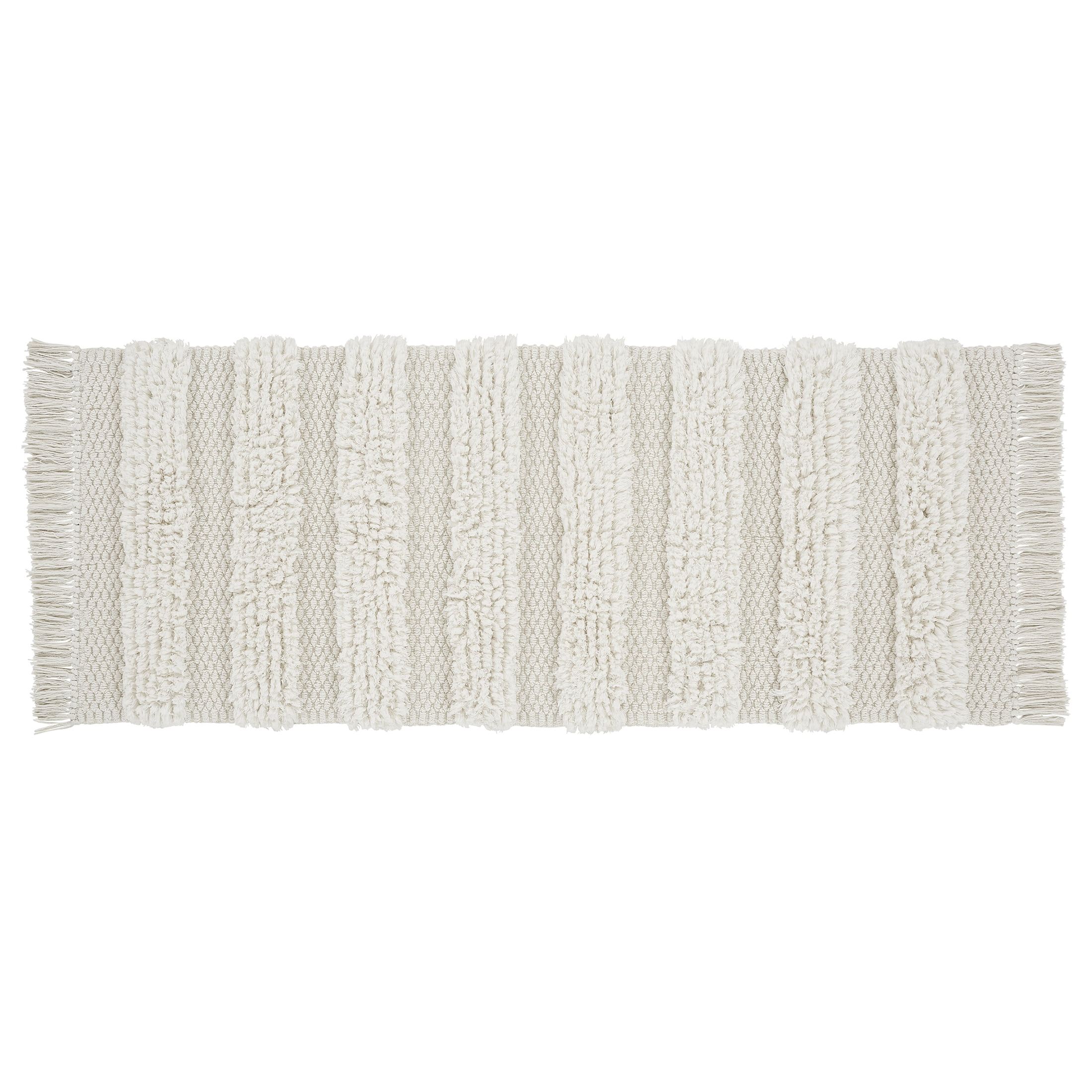 VCNY Home Savannah Stripe White Cotton Blend Bath Runner Rug, 24" x 60"