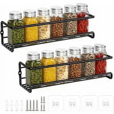 Gdrhvfd Especiero de Cocina, Especiero de Metal sin Taladrar, Especiero de Pared para Cocina, Soporte para Especias para Macetas de Especias, Accesorio de despensa, Armario de Cocina, 29x6x6cm