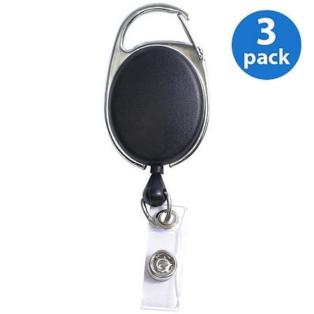 Baumgartens Metal - (3 Pack) Baumgartens Sicurix Oval Quick Clip ID Card Reel