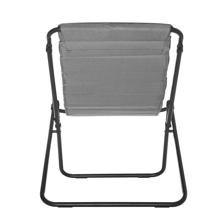 Urban Shop Ribbed Folding Sling Lounge Chair, Grey, 28