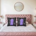 thumbnail image 2 of Set of 2 Decorative Throw Pillow Covers 18x18in - Black Background with Whimsical White Text & Purple Silhouette - Perfect for Couch Bed Car, 2 of 8