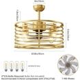 thumbnail image 4 of Garvee 18" Caged Ceiling Fan with Light, Low-Profile Flush Mount, Remote Control, 6 Speeds & Reversible Blades, Industrial Farmhouse Ceiling Fan for Kitchen, Bedroom, Gold, 4 of 7