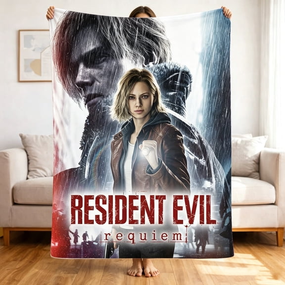 Premium Custom Flannel Blanket Personalized Soft Cozy Throw Blanket All Season Washable For Sofa Couch Bed Gift Home Décor - resident evil requiem 40x50