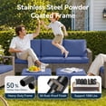 thumbnail image 4 of Unnifurnzi 3 Seater Patio Wicker Sofa-All Weather High Back Outdoor Rattan Couch with Outdoor Ottomans Patio Sofa Set for Porch Garden Backyard Poolside-Gray/Blue, 4 of 7