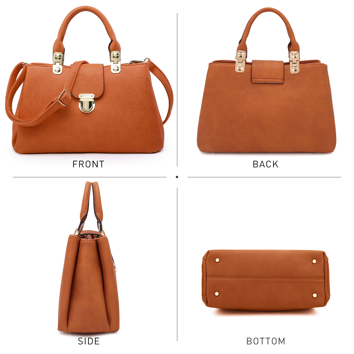 Dasein Women Satchel Handbags Top Handle Purse Medium Tote Bag Vegan Leather Shoulder Bag - image 5 of 6