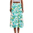 thumbnail image 4 of WTOBBY Women's Bohemian Floral Print Casual Skirt with Secure Side Pocket, Temperament Style Skirt for Everyday Wear Boho Fashion and Music Festivals,Cyan L, 4 of 4