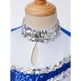 thumbnail image 5 of YEAHDOR Girls Halloween Carnival Party Fancy Dress Majorette Costume Cheers Uniform Shiny Sequins Sleeveless Dress A Royal Blue 10, 5 of 7